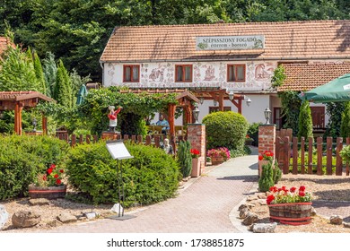 Eger , Hungary - July 08, 2019: Restaurant in the Valley of the beautiful Woman with many wine cellars