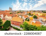 Eger, Hungary, view over medieval Old town from the historical fortress
