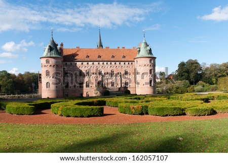Egeskov castle . A castle in Denmark