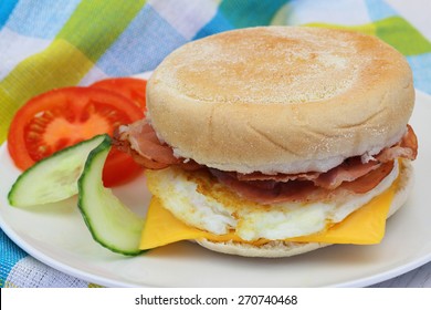 Egg And Bacon Muffin, Closeup 