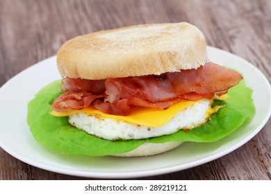 Egg And Bacon Muffin, Closeup 