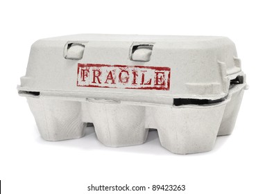 An Egg Carton With Word Fragile Stamped On It