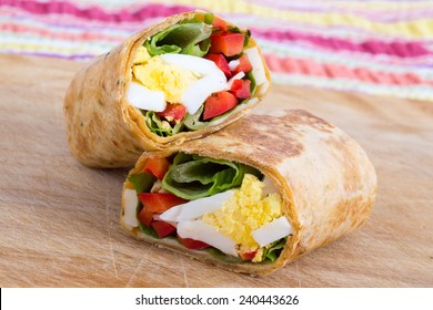 Egg Cheese And Pepper Sandwich Wrap In Tortilla 