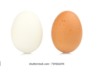 Egg Chiken And Egg Duck Isolated On White Background.