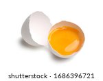 Egg Cut Open - Isolated on White Background