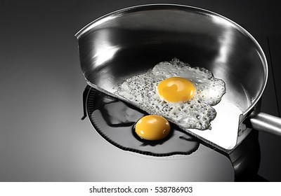 Egg In Frying With Induction Stove