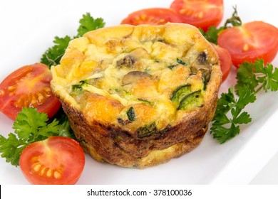 Egg Muffin Cup Dinner Quiche And Omelet Style With Mushroom Spinach And Pepper