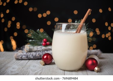 Egg Nog With Christmas Ornaments