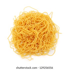 Egg noodles, isolated on white background.