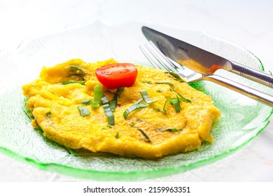 egg omelette with spring onion and tomato