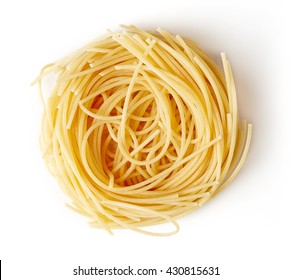Egg pasta nest isolated on white background, top view - Powered by Shutterstock