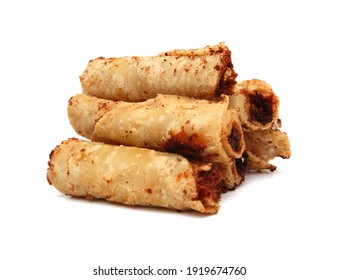 Egg Rolls Isolated On White Background Asian Cuisine On White