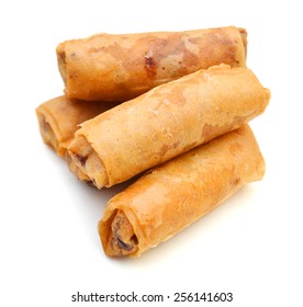 Egg Rolls On White Background