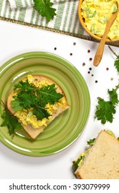 Egg Salad Sandwich With Kale. Selective Focus.