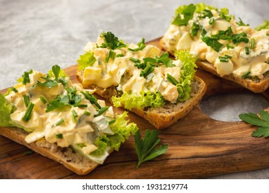 Egg Salad Sandwiches, On Light Background.