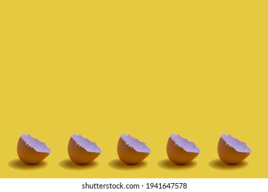 Egg Shell Pattern On A Yellow Background. Minimal Concept Aesthetic