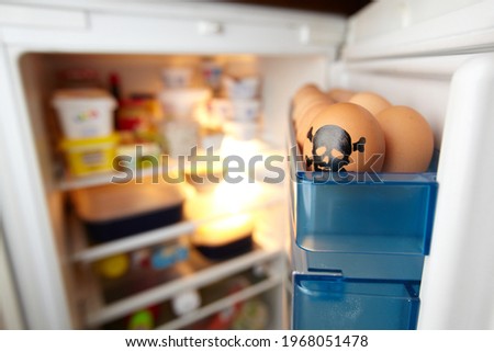 Egg with skull in the refrigerator