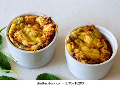 Egg Spinach Cheese Souffle In The Ramekin