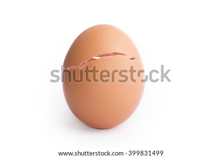 The egg split. a chicken is born. isolated white background.