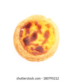 Egg Tart On White Background - Top View