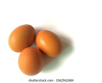 Egg Three Fram Fresh Brown White Background Food