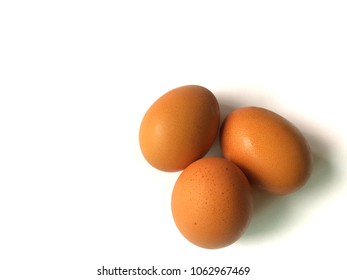 Egg Three Fram Fresh Brown White Background Food