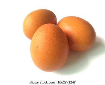 Egg Three Fram Fresh Brown White Background Food