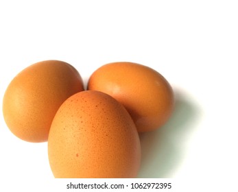 Egg Three Fram Fresh Brown White Background Food