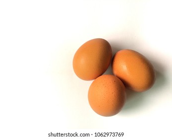 Egg Three Fram Fresh Brown White Background Food