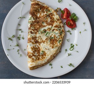 Egg White Omelette Isolated On A White Plate