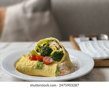 Egg Wrap with vegetable Breakfast