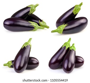 Eggplant collection isolated on white Clipping Path