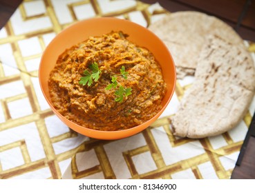 Eggplant Dip And Pita Bread