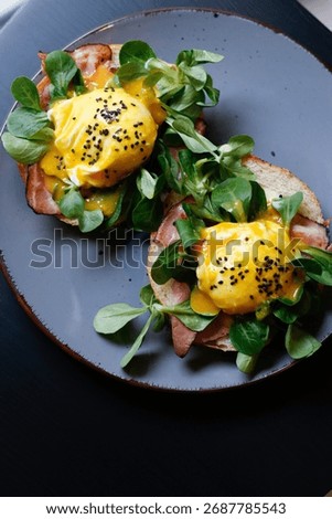 Eggs Benedict with bacon for brunch 