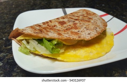 Eggs, Cheese, And Lettuce Whole Wheat Wrap