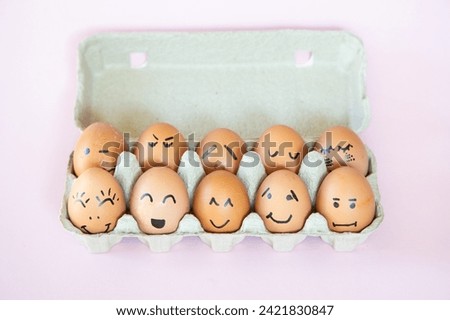 eggs with funny faces for Easter
