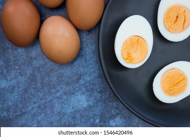 Eggs Hard Boiled Minimal Breakfast Food Background Top View