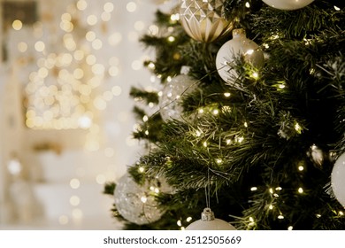 Eggs on the Christmas tree close-up. Christmas tree decorations. Concept for celebrating New Year and Christmas - Powered by Shutterstock