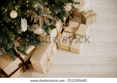 Eggs on the Christmas tree close-up. Christmas tree decorations. Concept for celebrating New Year and Christmas