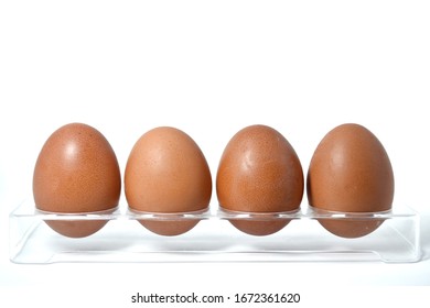 Eggs On The Egg Tray To Put In The Refrigerator On White Background