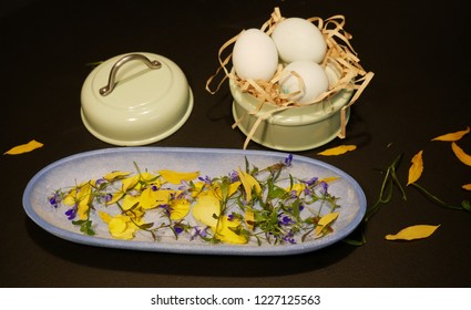 Eggs on the table.