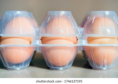 Eggs in plastic box with copy space, it is possible to insert texts and graphics around the main subject