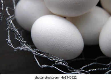 Eggs in a wire basket