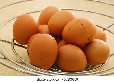 Eggs in a wire basket