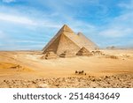 Egypt. Cairo - Giza. General view of pyramids from the Giza Plateau (three pyramids known as Queens