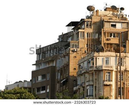 Egypt, Cairo - View of Old Buildings in Zamalek, Vintage Buildings, Isolated.