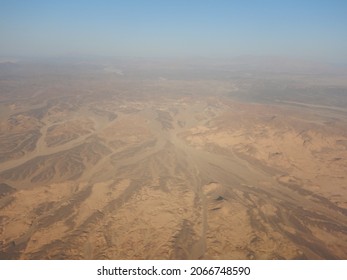 Egypt Coast From Plane Shoreline Of Red Sea Washing Africa