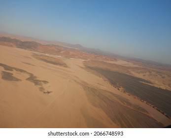 Egypt Coast From Plane Shoreline Of Red Sea Washing Africa