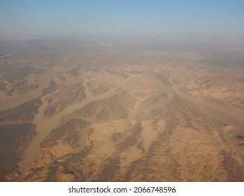 Egypt Coast From Plane Shoreline Of Red Sea Washing Africa