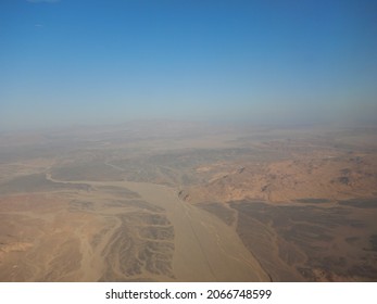 Egypt Coast From Plane Shoreline Of Red Sea Washing Africa